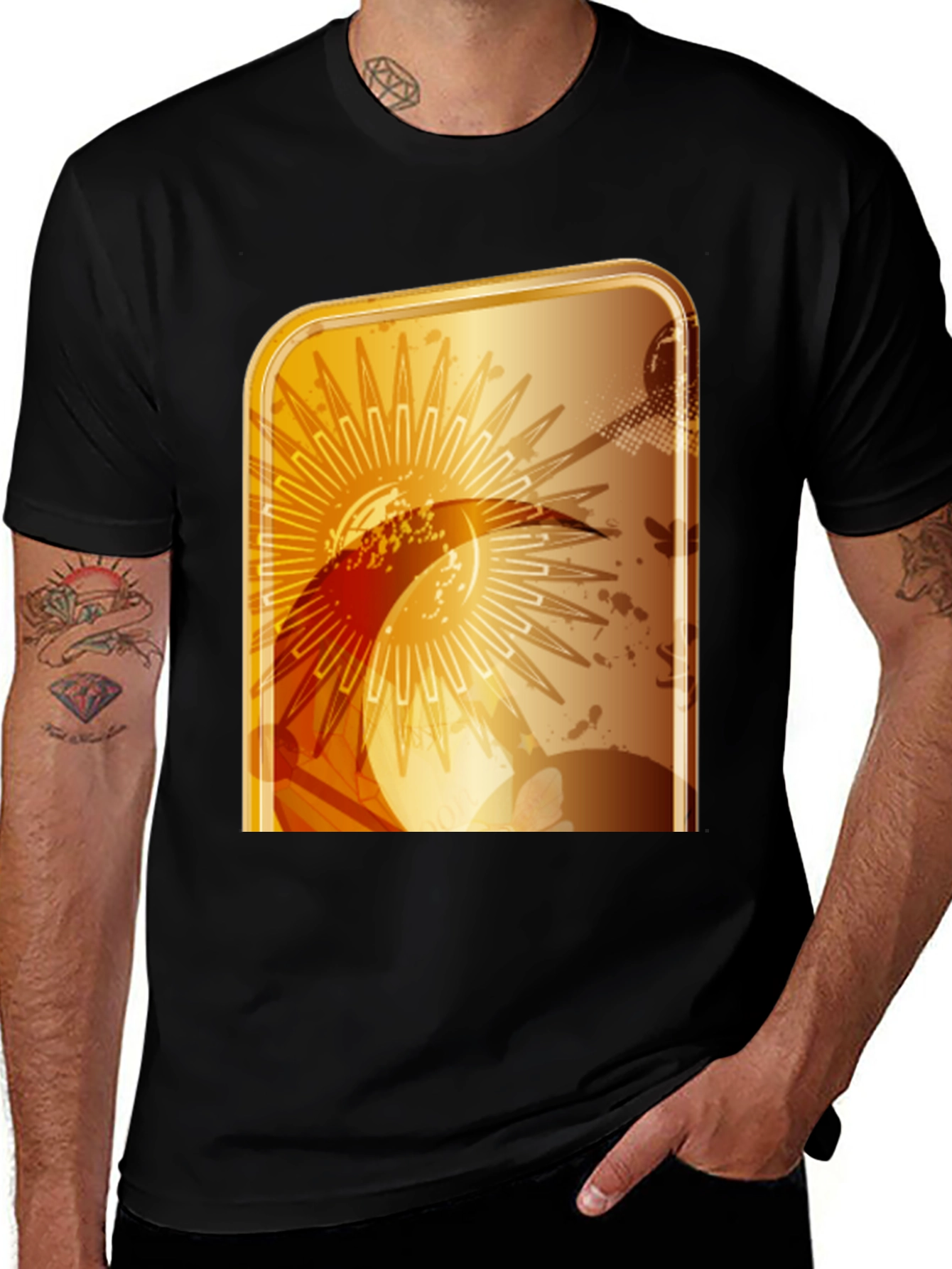 Abstract Graphic T-Shirt - Modern Gold Design