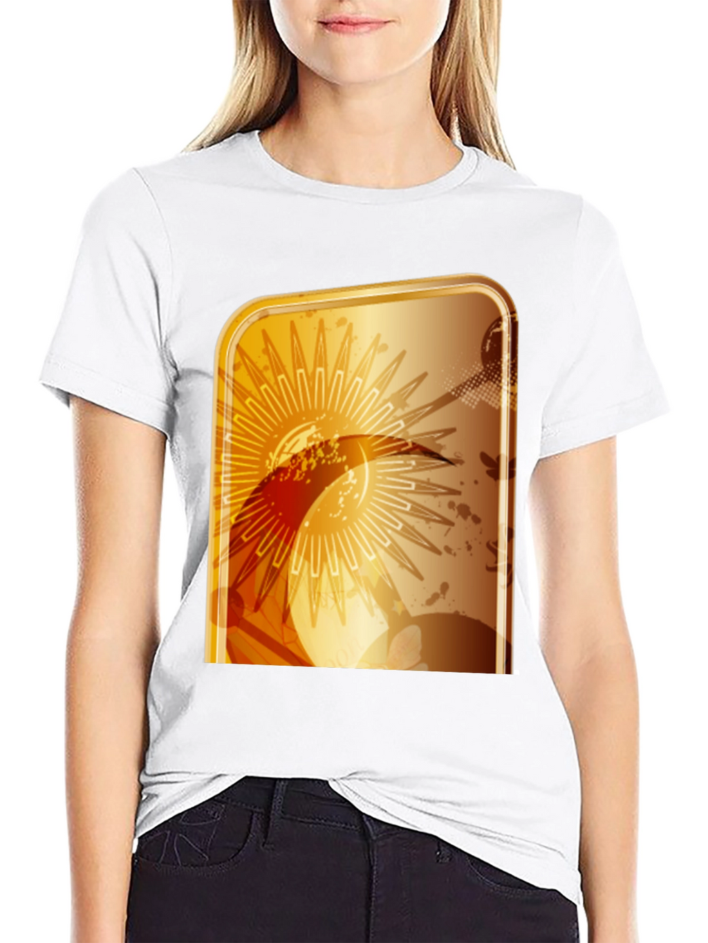 Abstract Graphic T-Shirt - Modern Gold Design