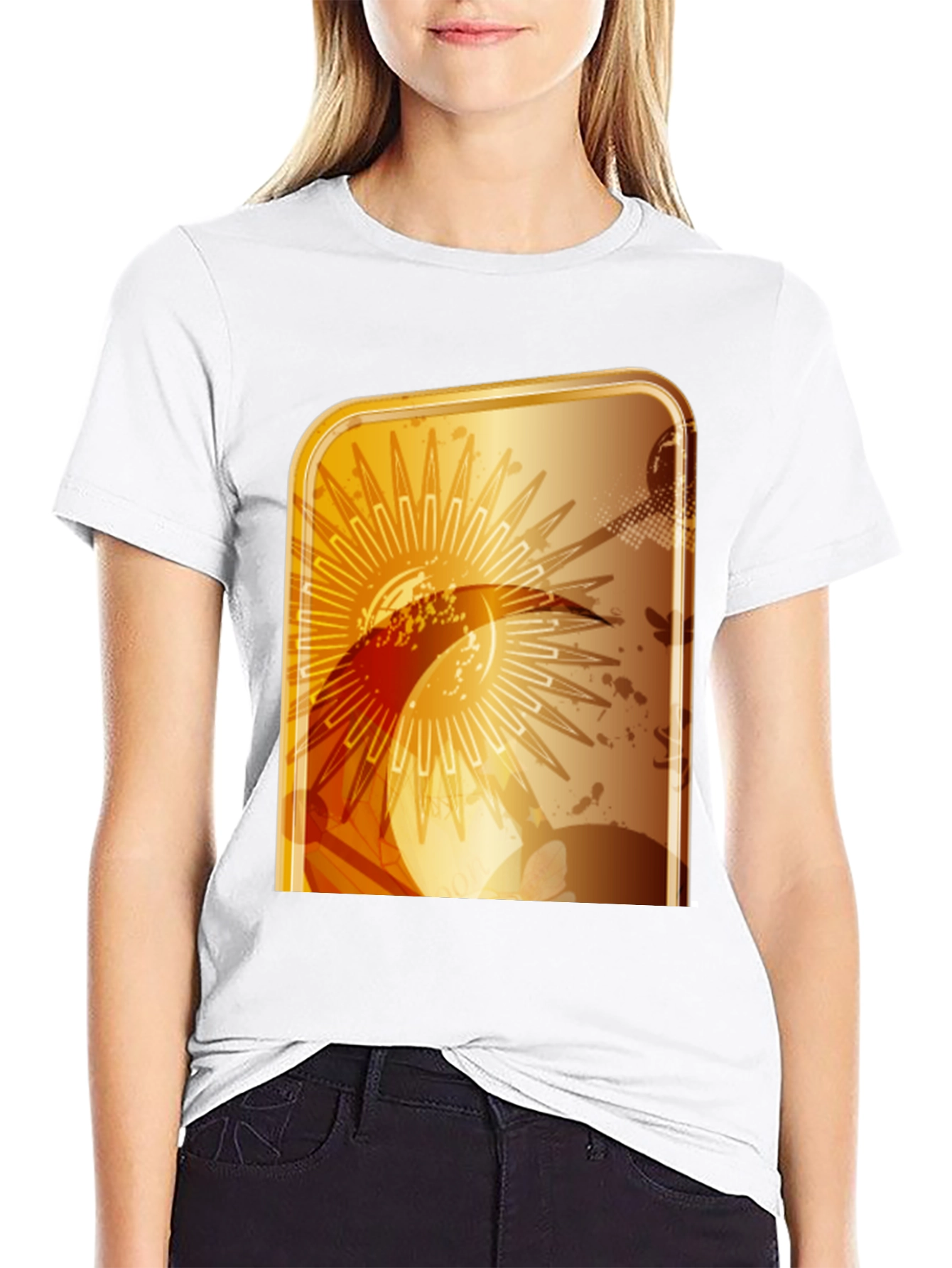 Abstract Graphic T-Shirt - Modern Gold Design