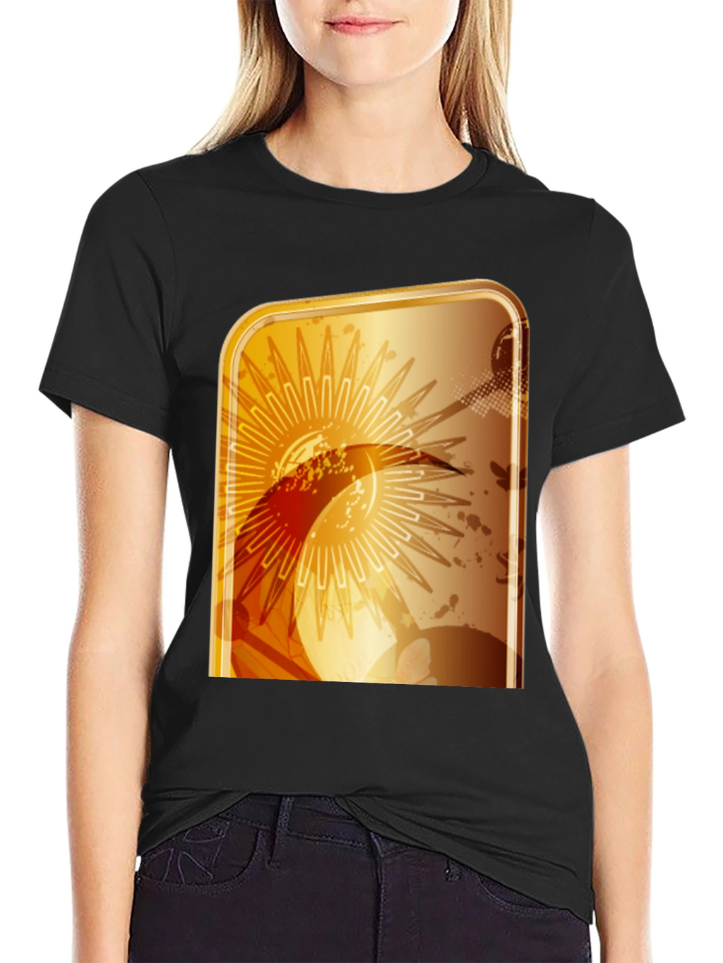 Abstract Graphic T-Shirt - Modern Gold Design