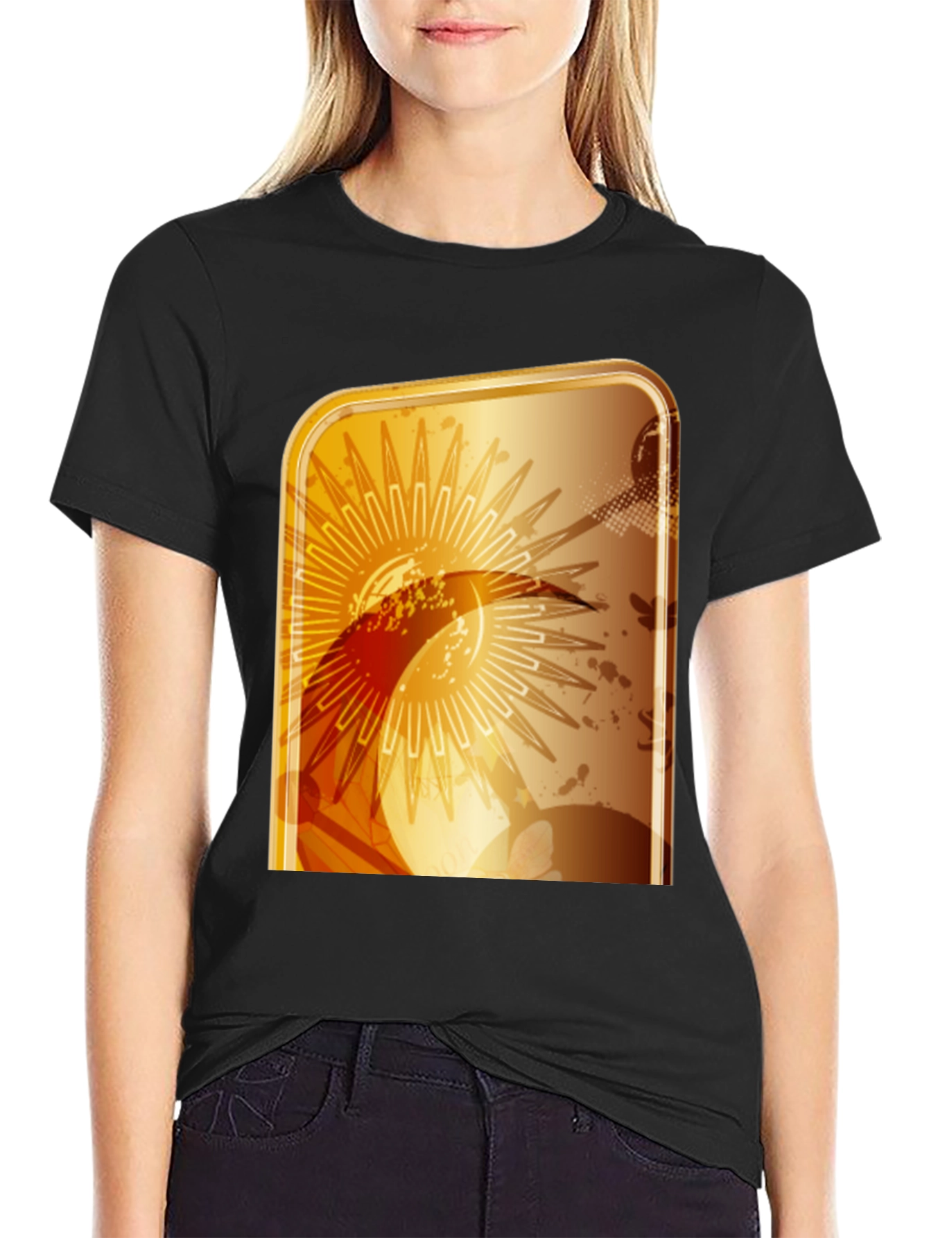 Abstract Graphic T-Shirt - Modern Gold Design