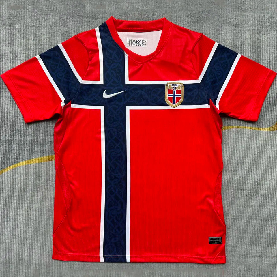 2026/27 Norway Home Red Fans Soccer Jersey Detail 1