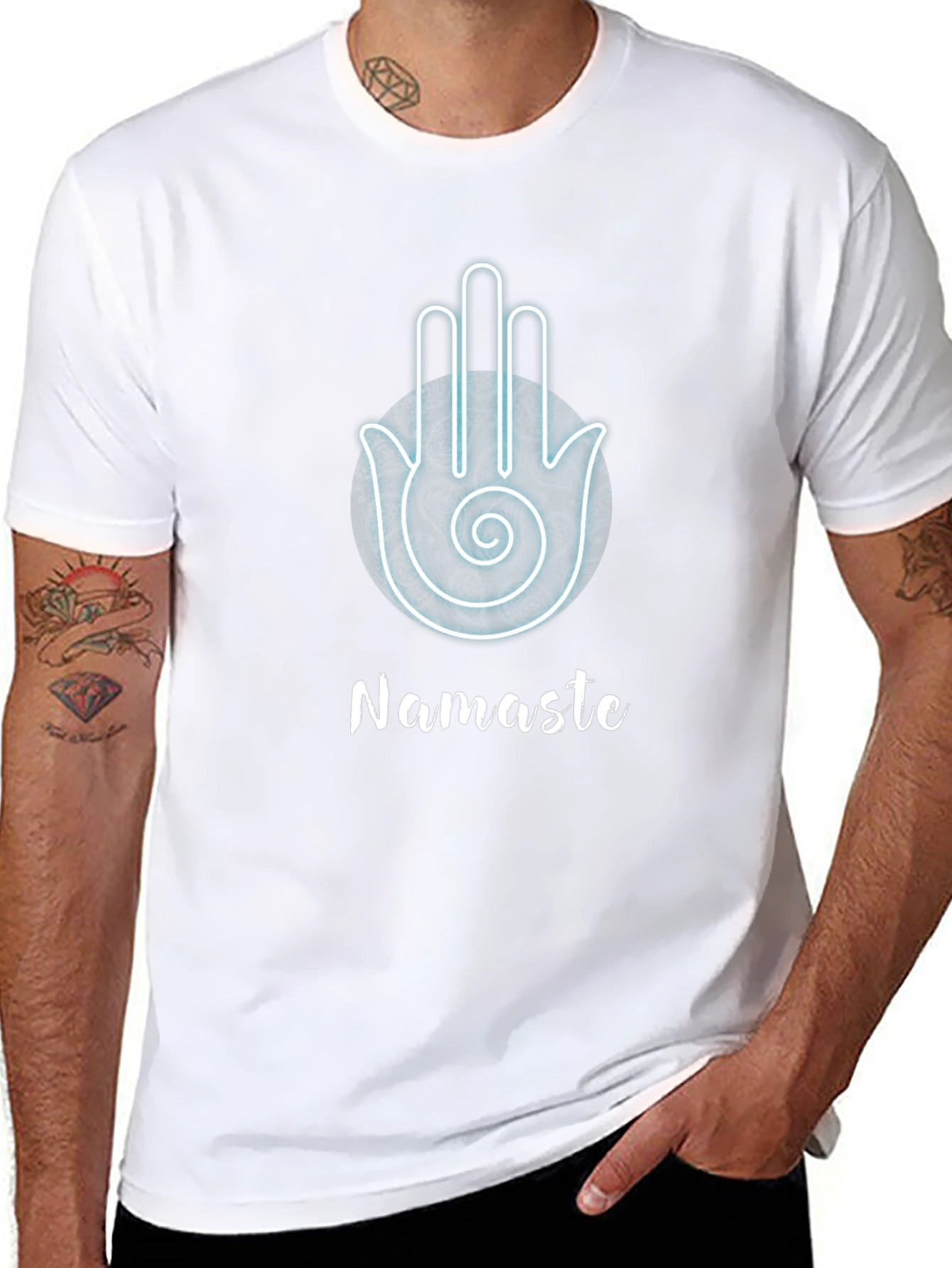 Namaste Hamsa Hand Black Graphic T-Shirt
