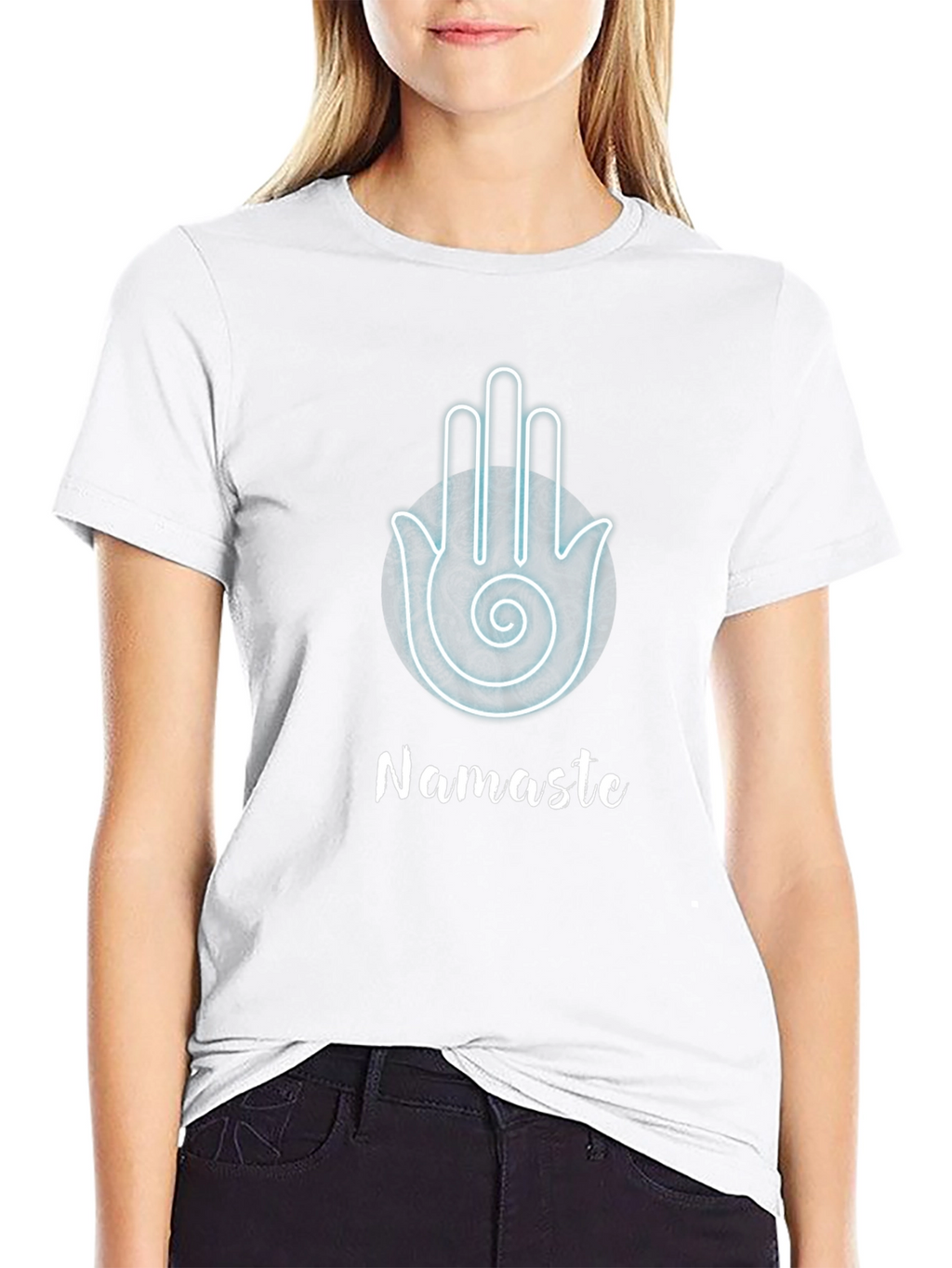 Namaste Hamsa Hand Black Graphic T-Shirt