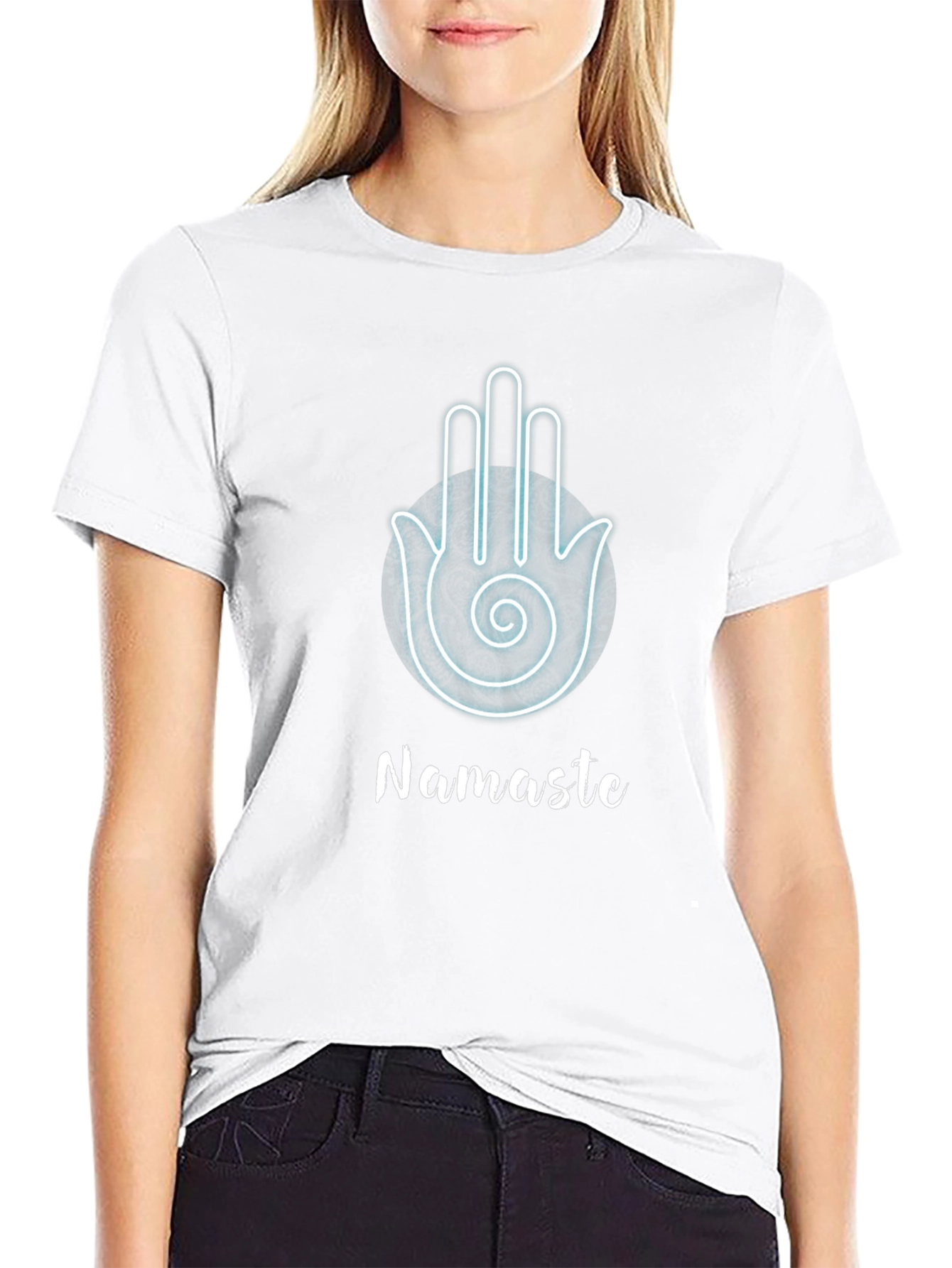 Namaste Hamsa Hand Black Graphic T-Shirt
