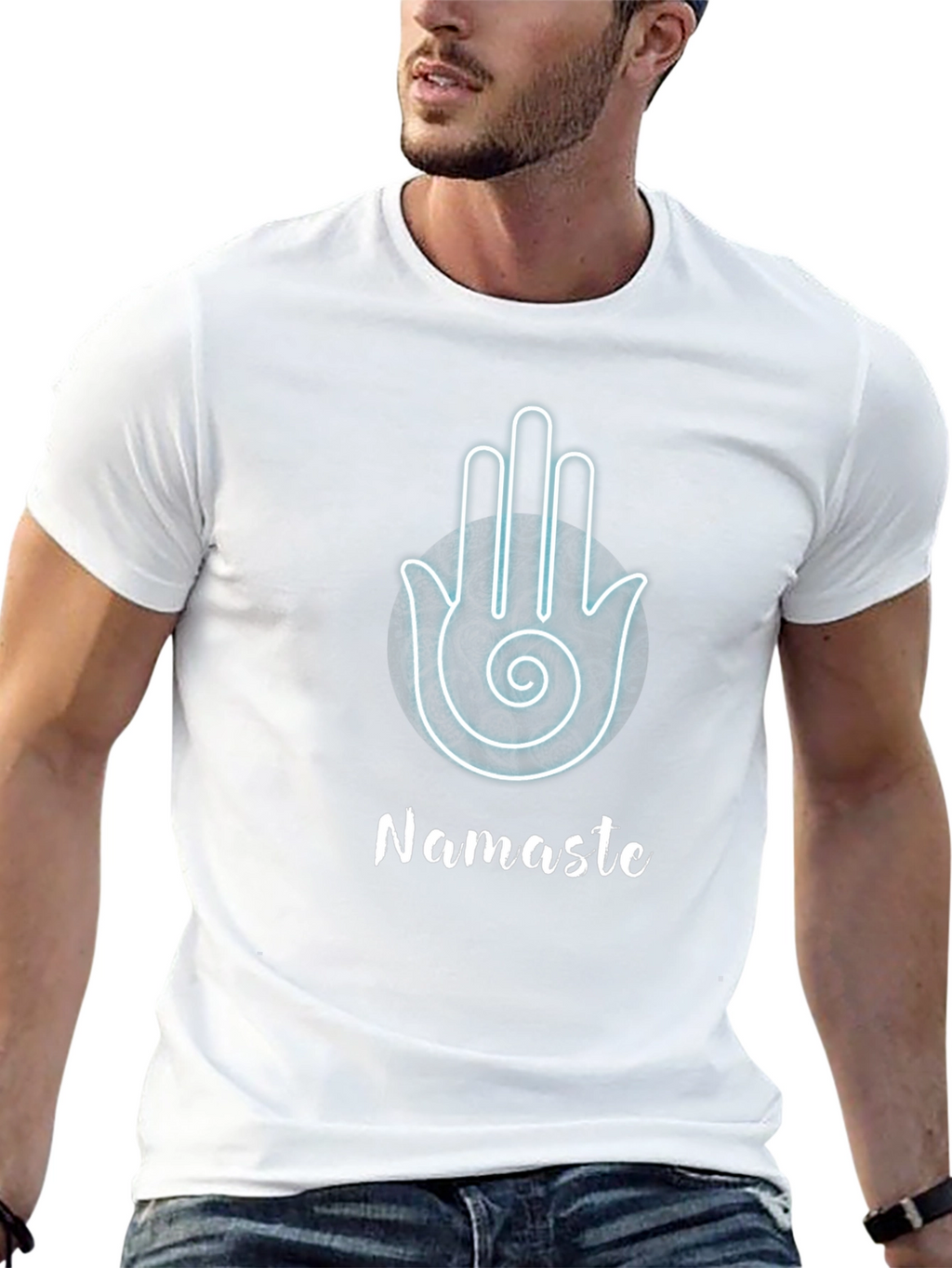 Namaste Hamsa Hand Black Graphic T-Shirt
