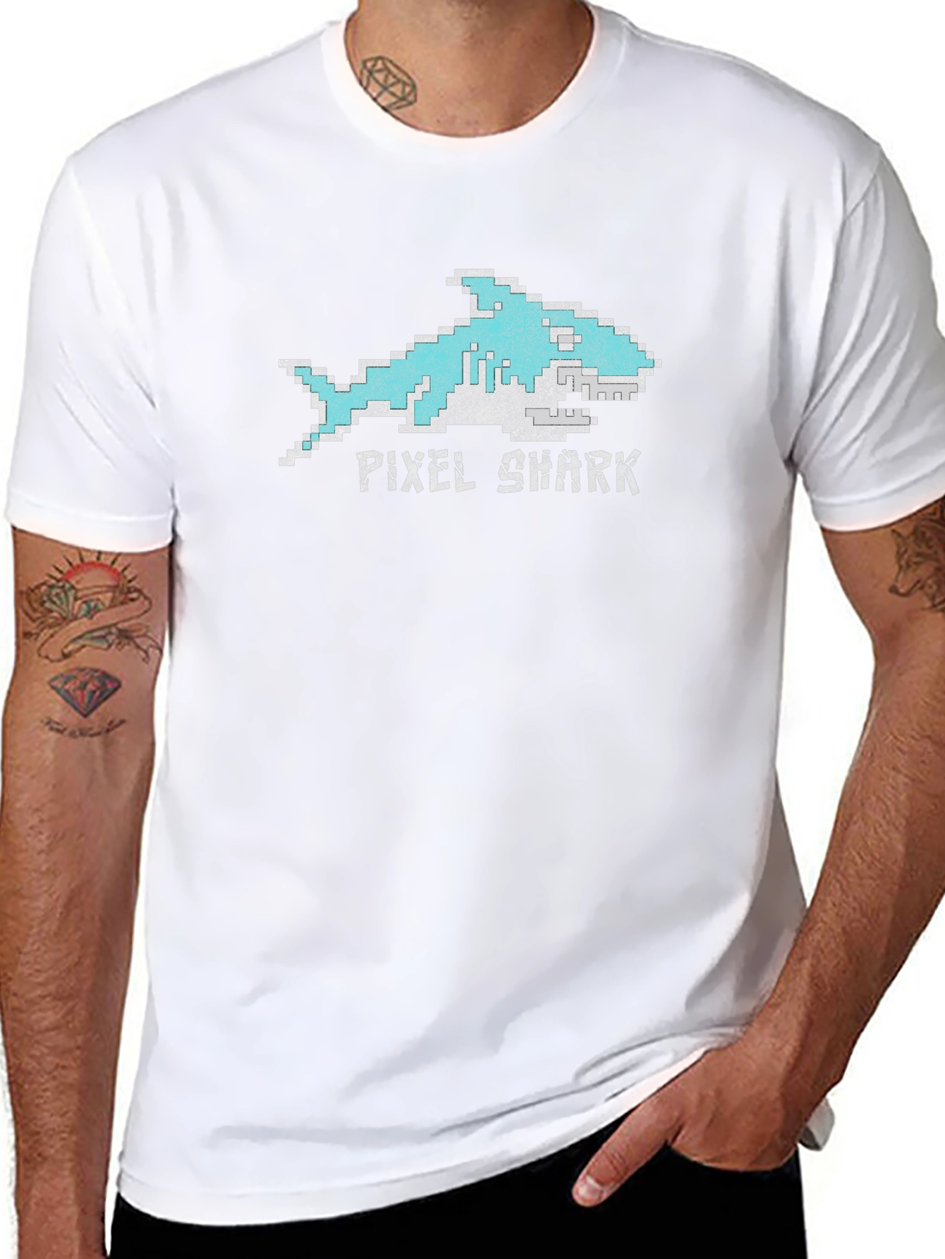 Pixel Shark T-Shirt - Retro Gaming Tee