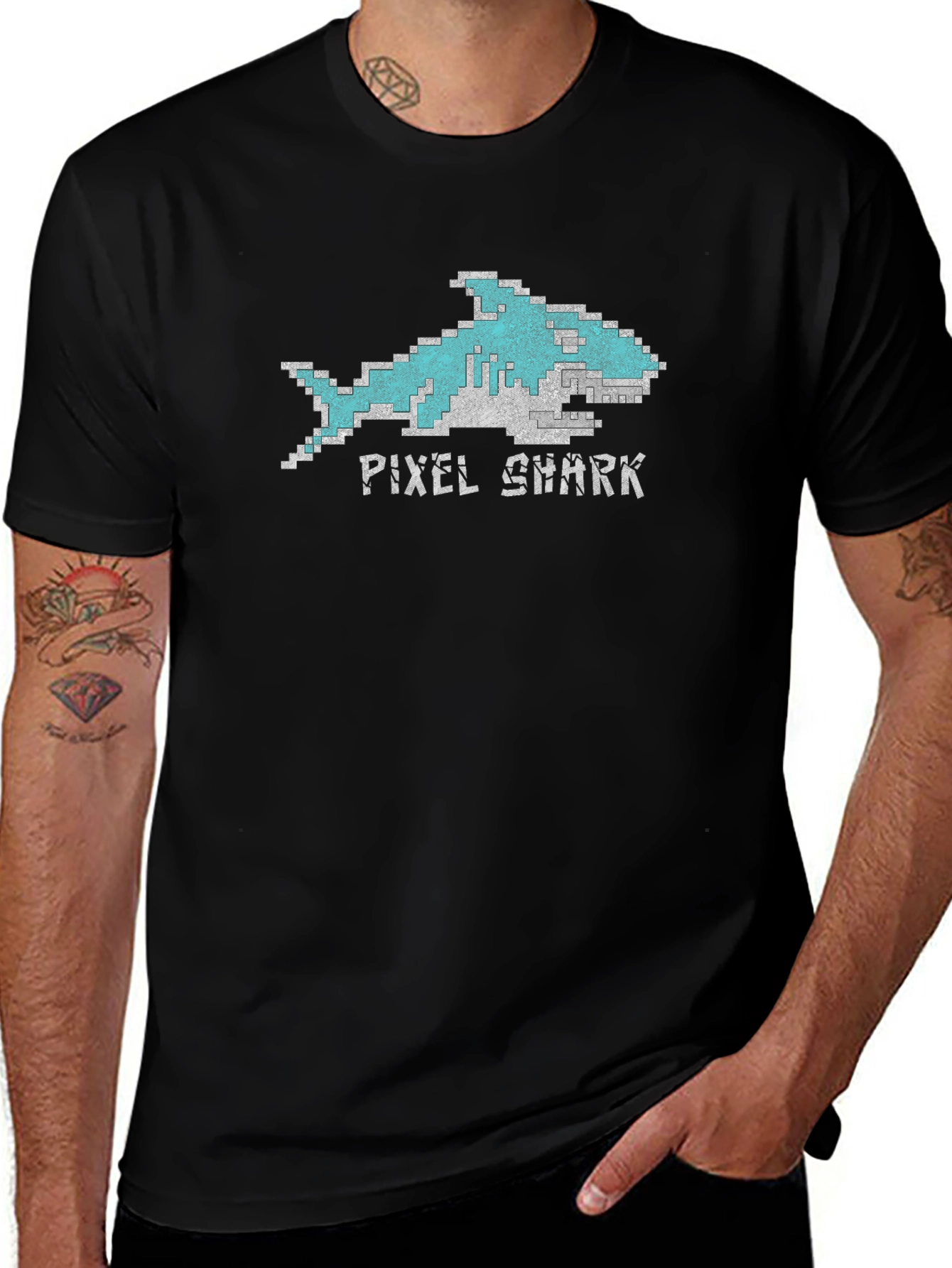 Pixel Shark T-Shirt - Retro Gaming Tee