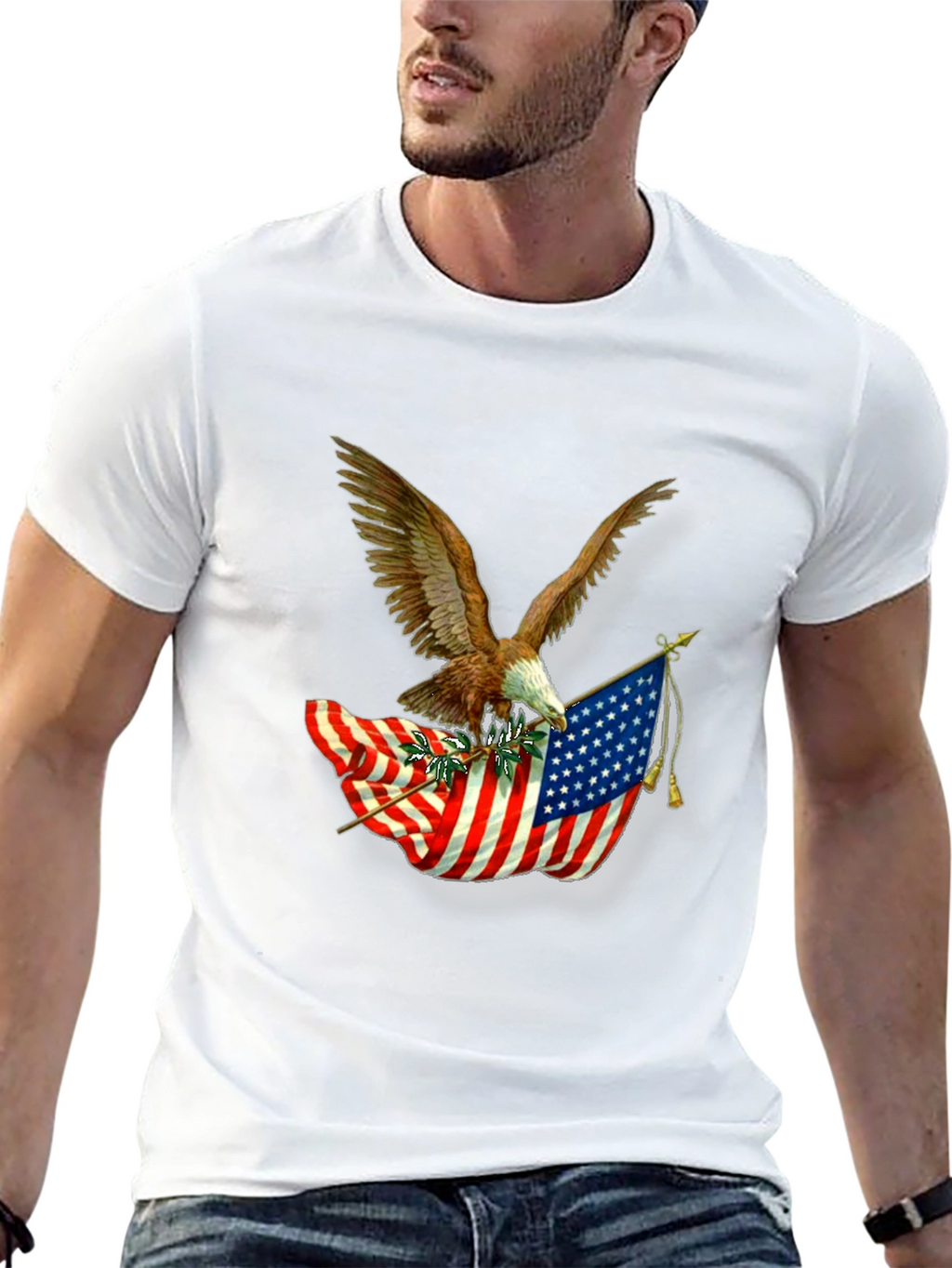 American Pride Eagle & Flag Graphic T-Shirt