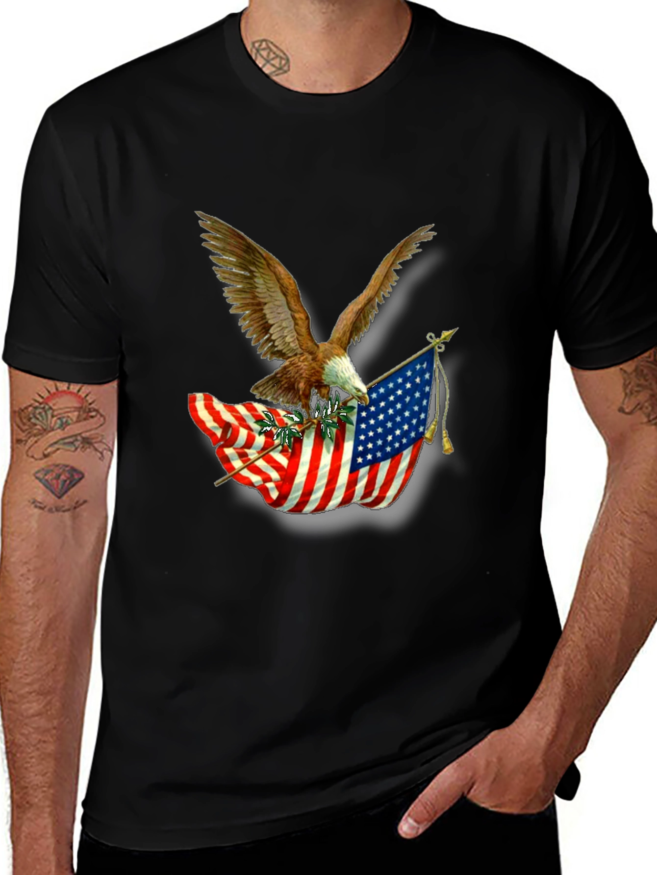 American Pride Eagle & Flag Graphic T-Shirt