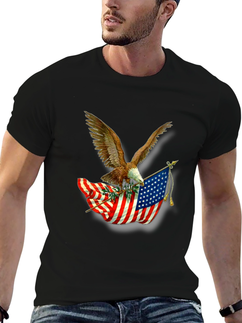 American Pride Eagle & Flag Graphic T-Shirt