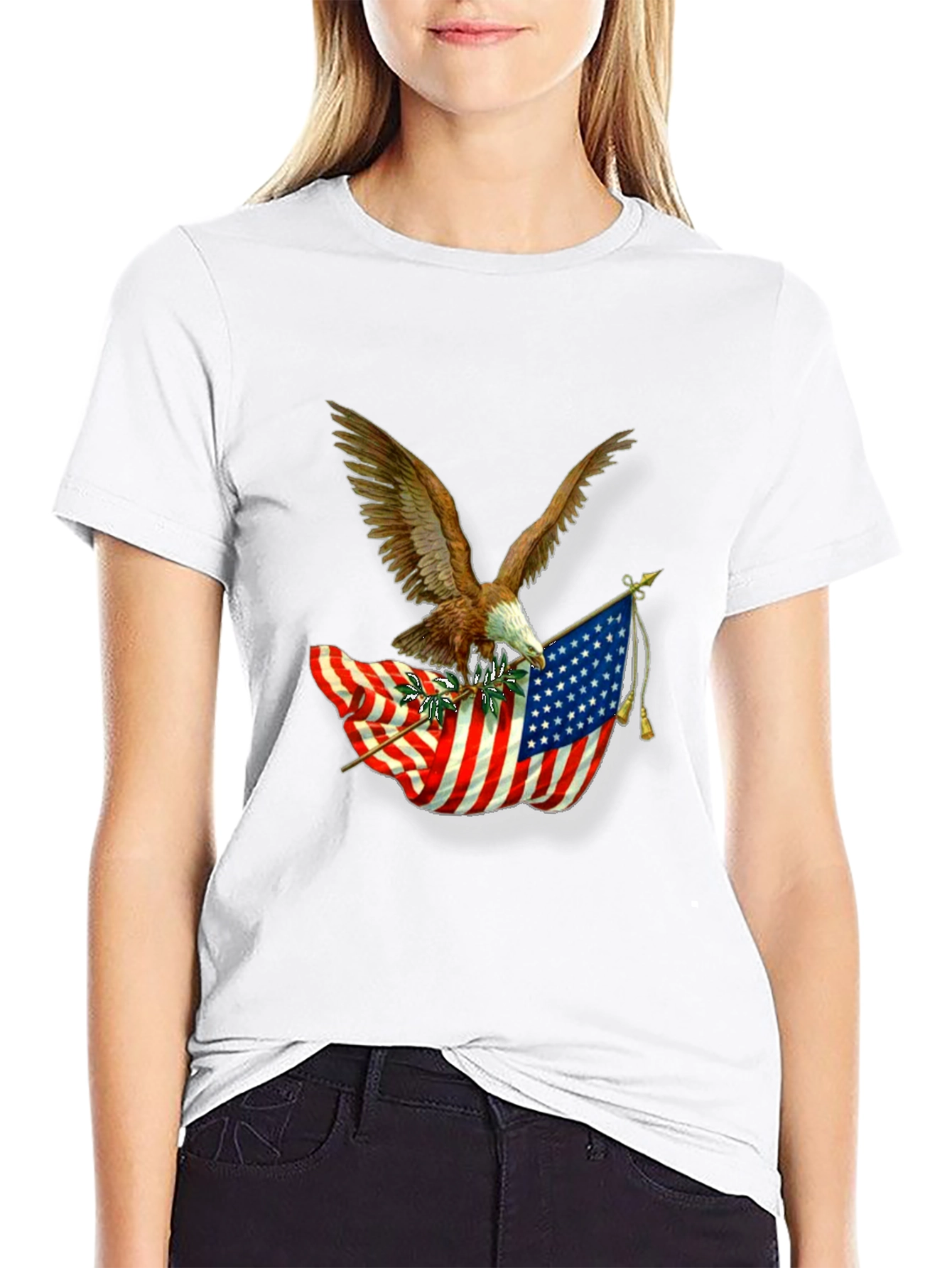 American Pride Eagle & Flag Graphic T-Shirt