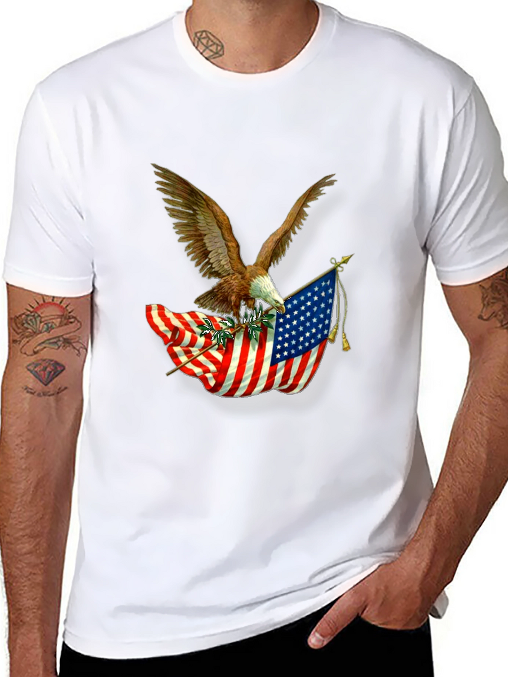 American Pride Eagle & Flag Graphic T-Shirt