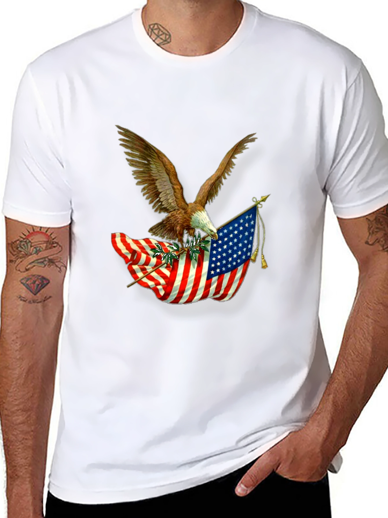 American Pride Eagle & Flag Graphic T-Shirt