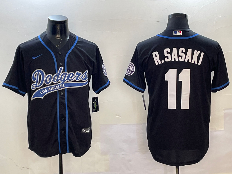 Men's Los Angeles Dodgers Roki Sasaki #11 Black Team Player Jerseys