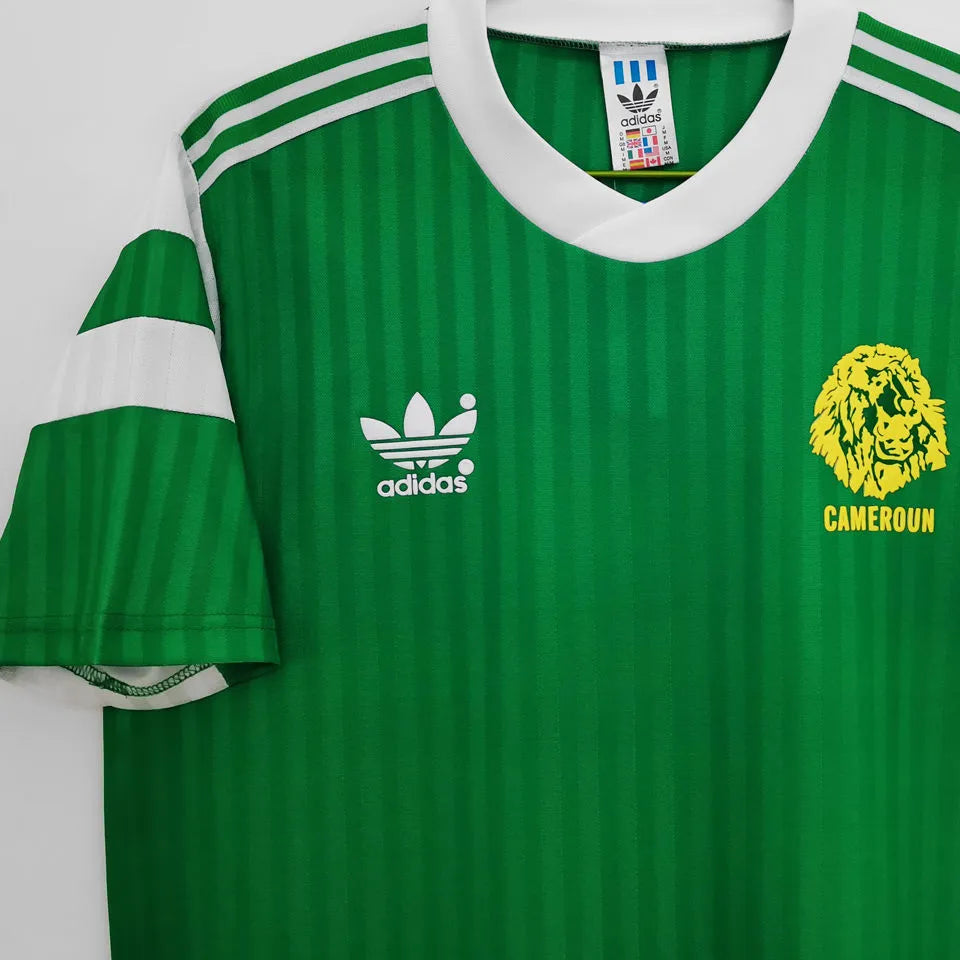 1990 Cameroun Home Green Retro Soccer Jersey Detail 3