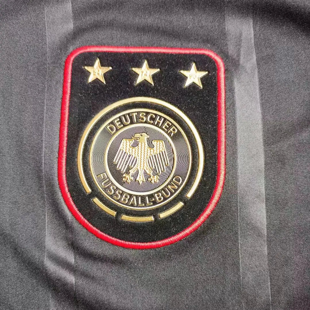 2010 Germany Away Black Retro Soccer Jersey Detail 1