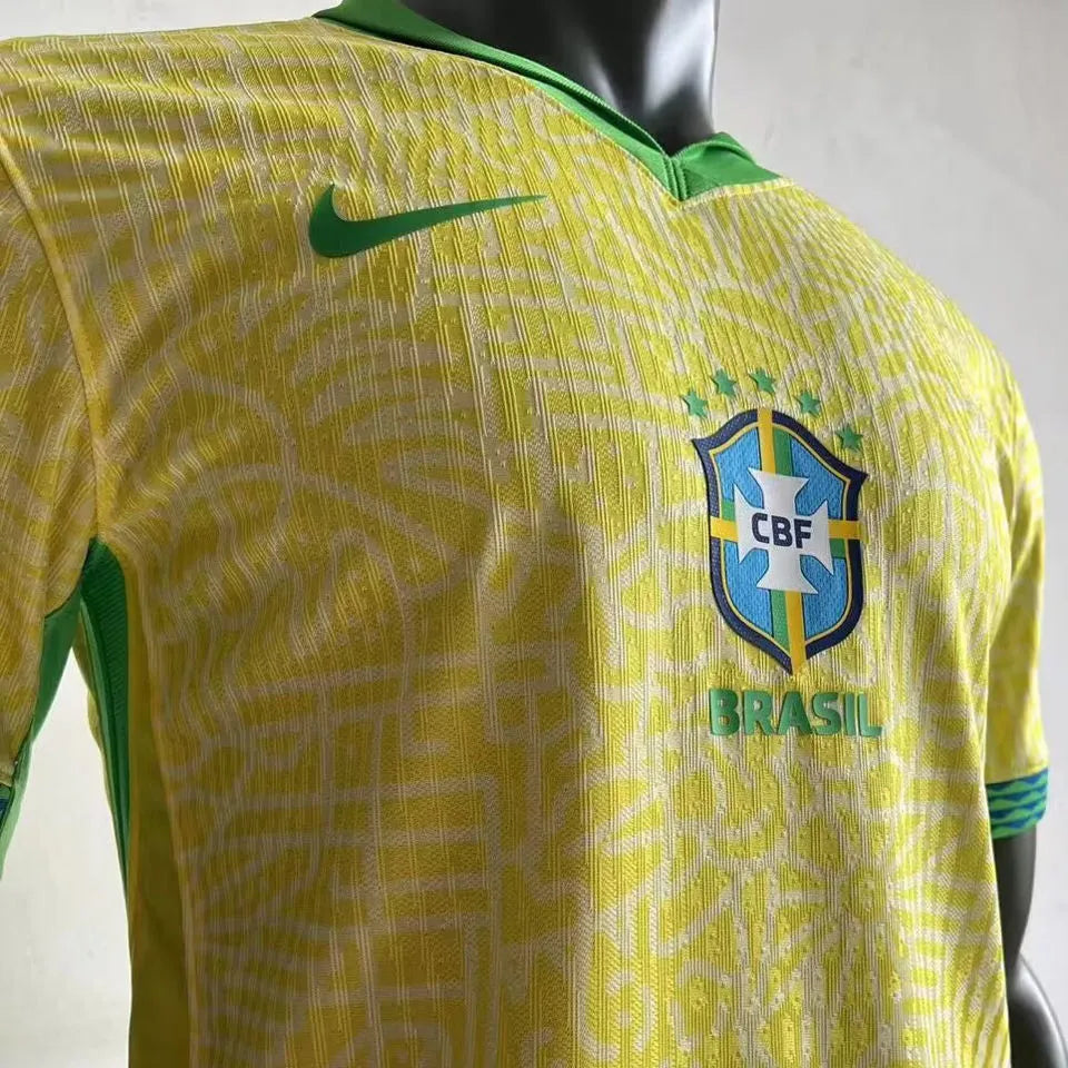 2024/25 Brazil Home Yellow Player Version Jersey Detail 4