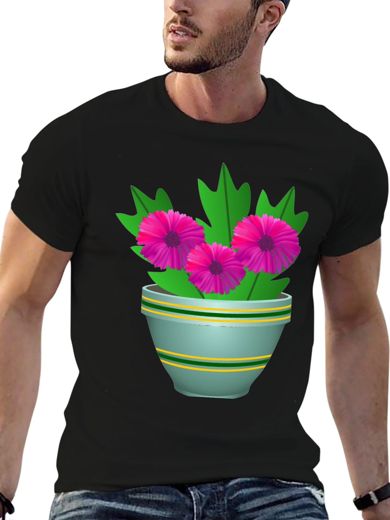 Floral Graphic Tee - Stylish Flower Pot Design