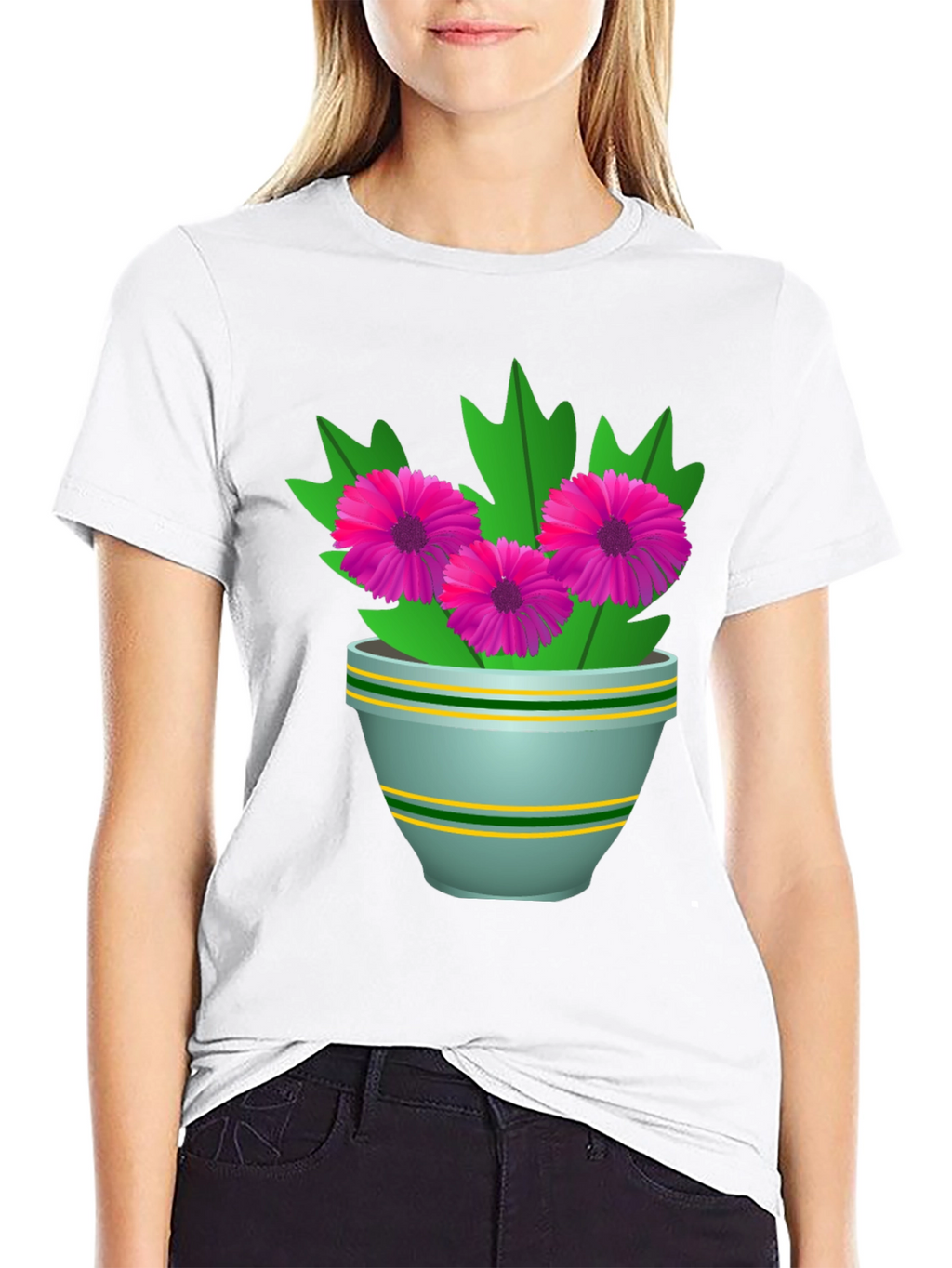 Floral Graphic Tee - Stylish Flower Pot Design