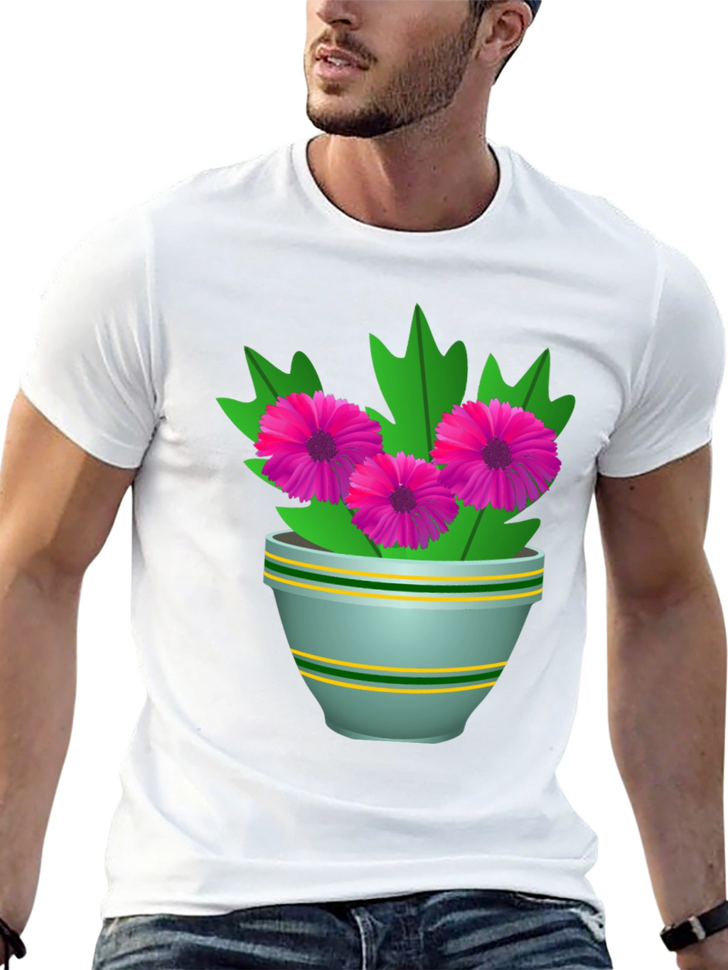 Floral Graphic Tee - Stylish Flower Pot Design