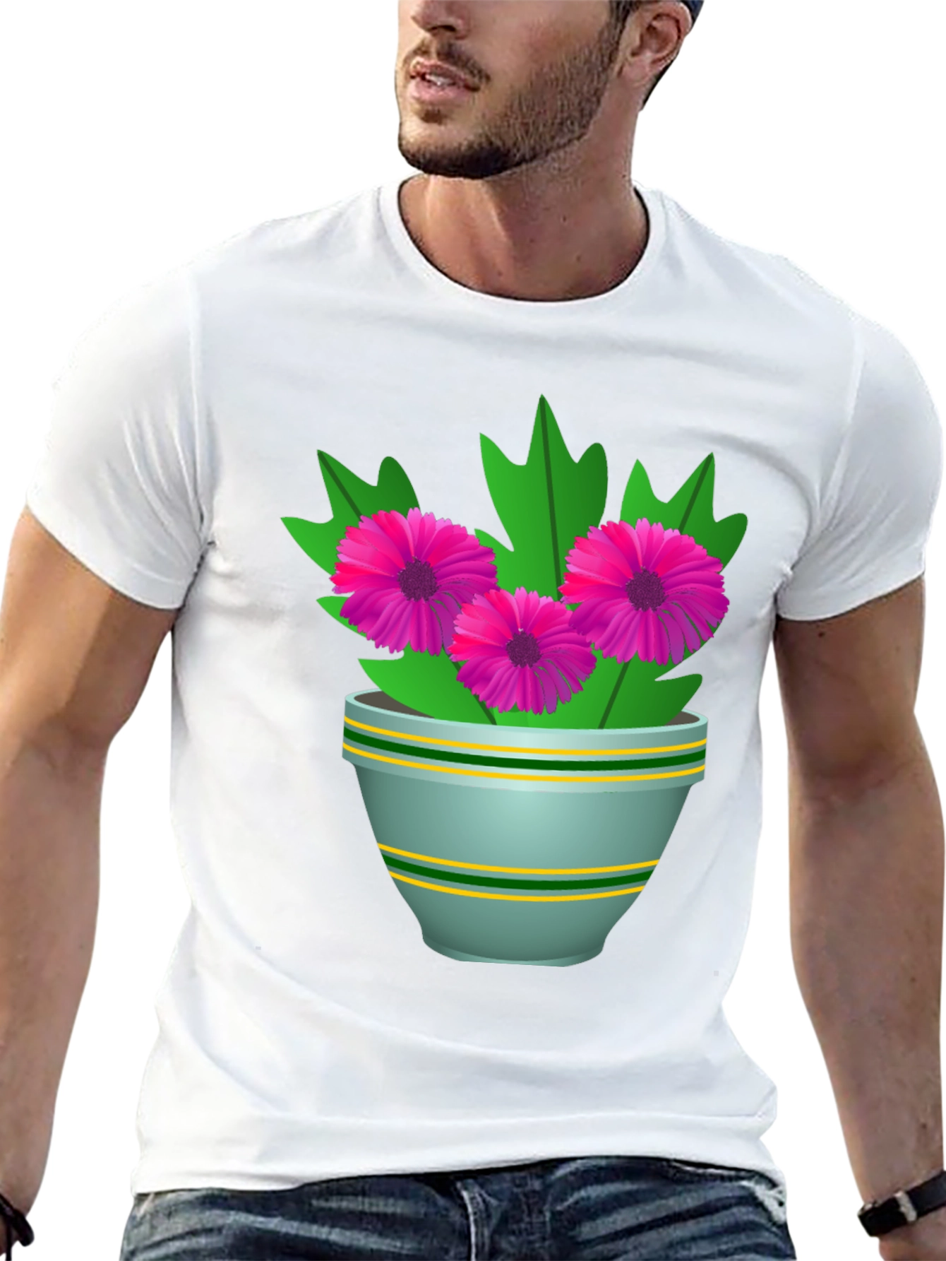 Floral Graphic Tee - Stylish Flower Pot Design