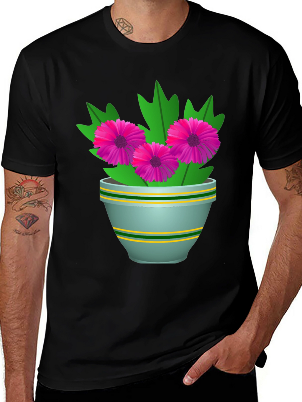 Floral Graphic Tee - Stylish Flower Pot Design