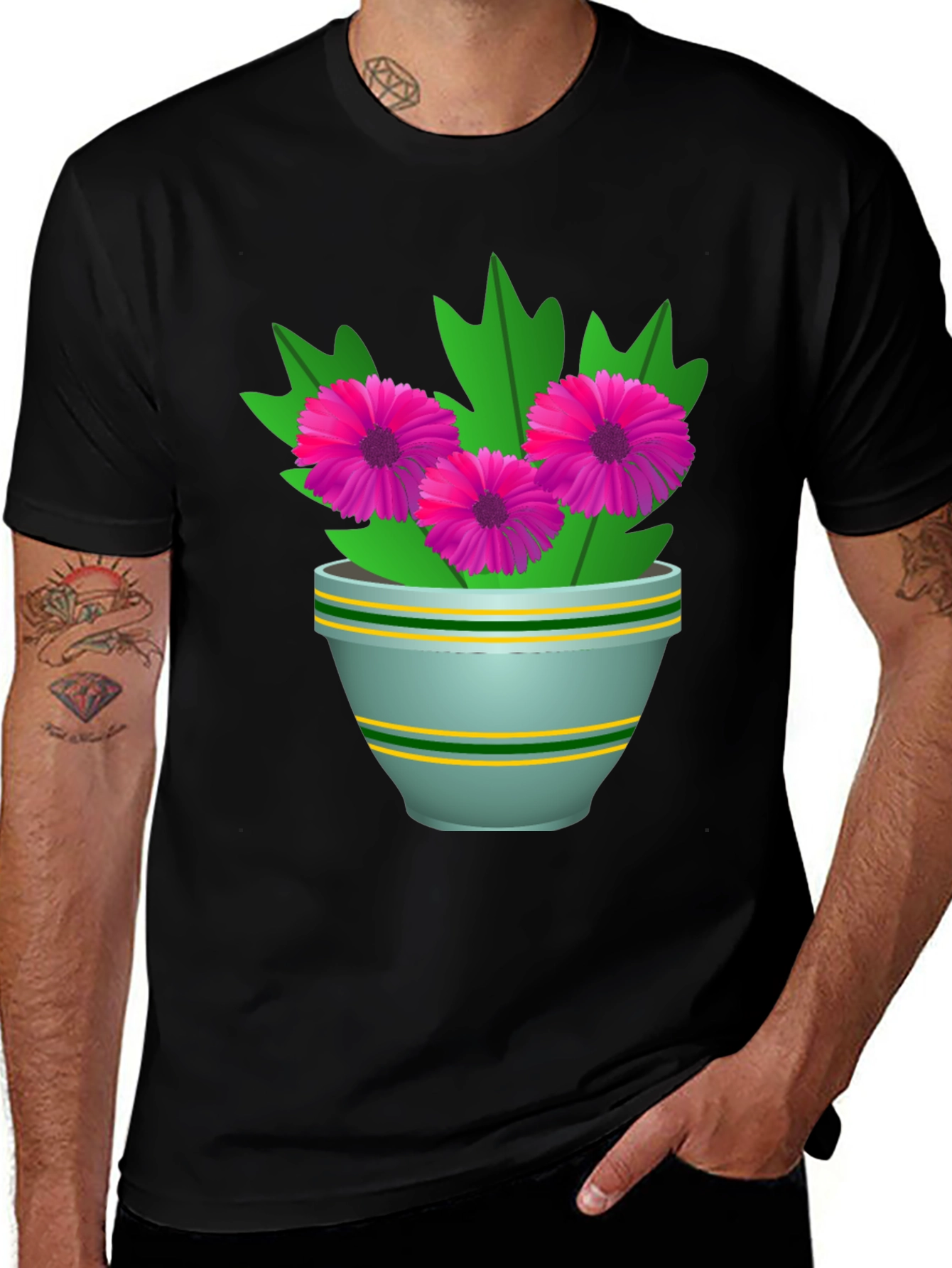 Floral Graphic Tee - Stylish Flower Pot Design