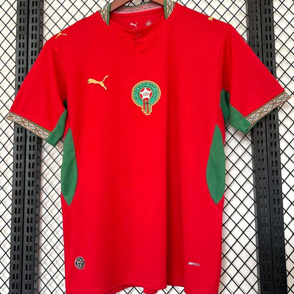 2026/27 Morocco Home Red Fans Soccer Jersey (Have Right Patch 有右臂章 白底黑字） Back