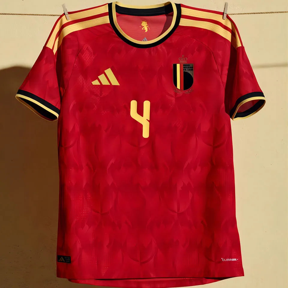 2026/27 Belgium 1:1 Quality Home Red Fans Soccer Jersey (Have Right Patch 有右臂章 白底黑字） Detail 3