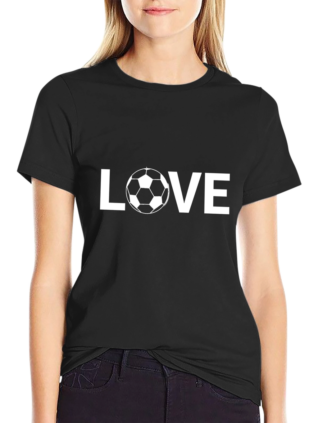 Love Soccer Graphic T-Shirt - Black Casual Tee