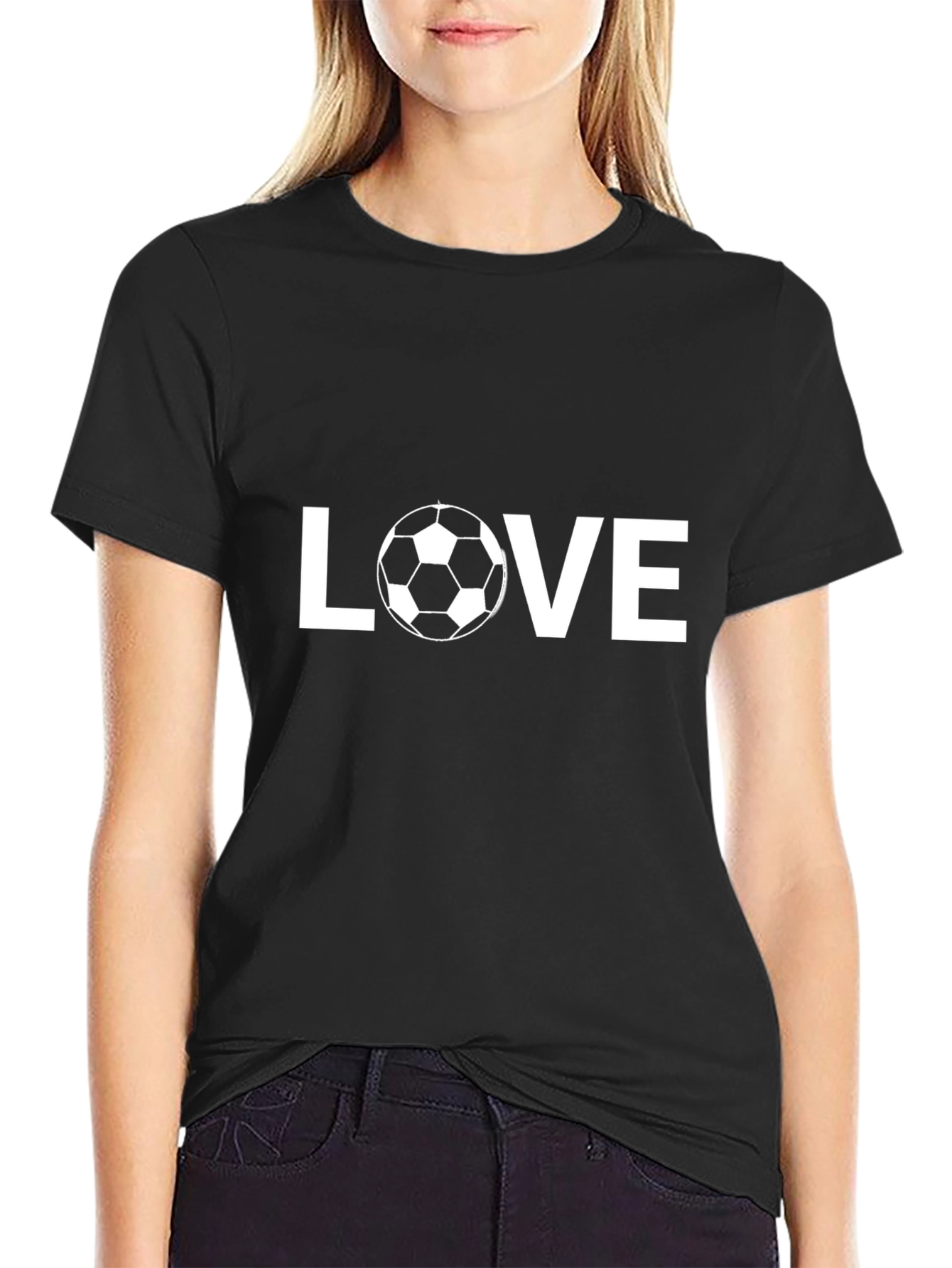 Love Soccer Graphic T-Shirt - Black Casual Tee