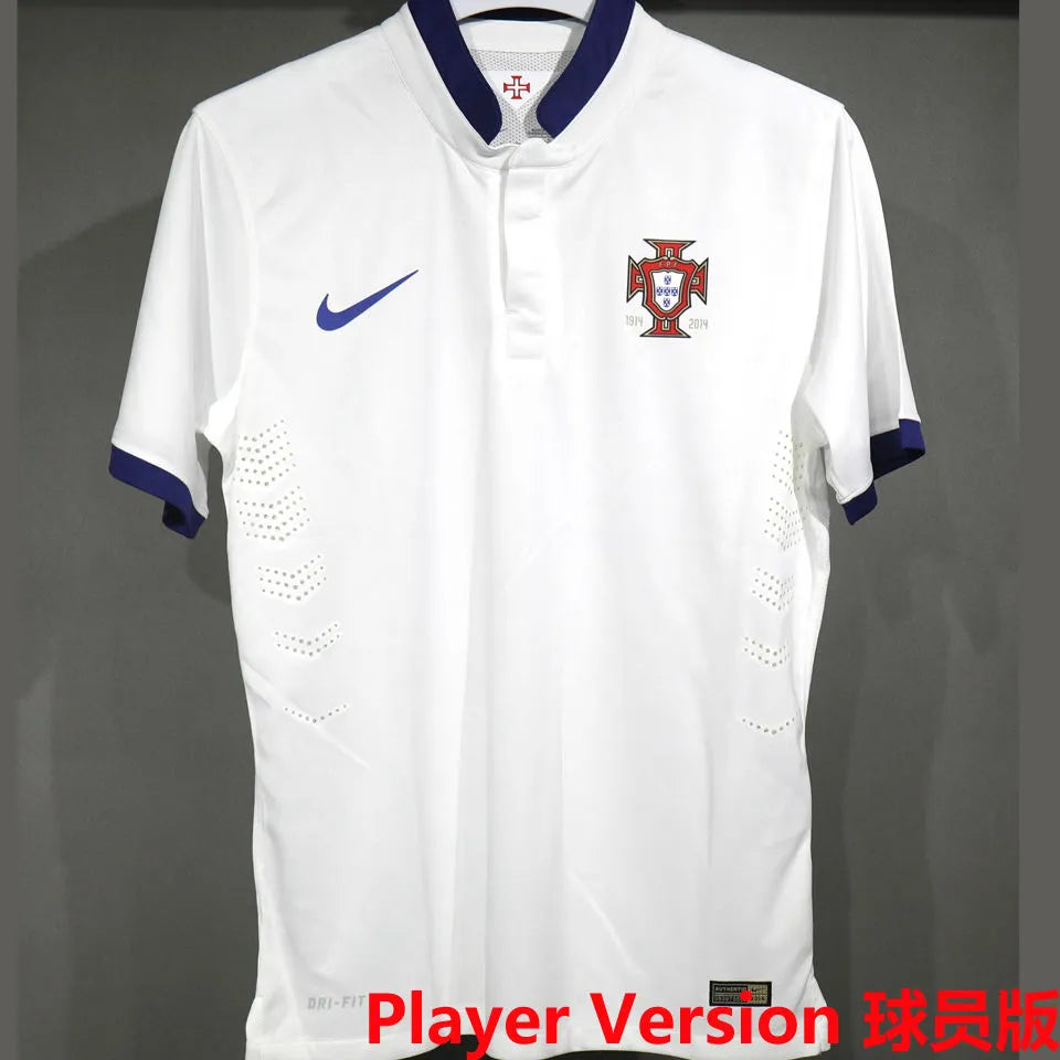 2014 Portugal Away White Retro Player Version Soccer Jersey 球员版 Front
