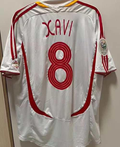 2006 Spain Away White Retro Soccer Jersey Back