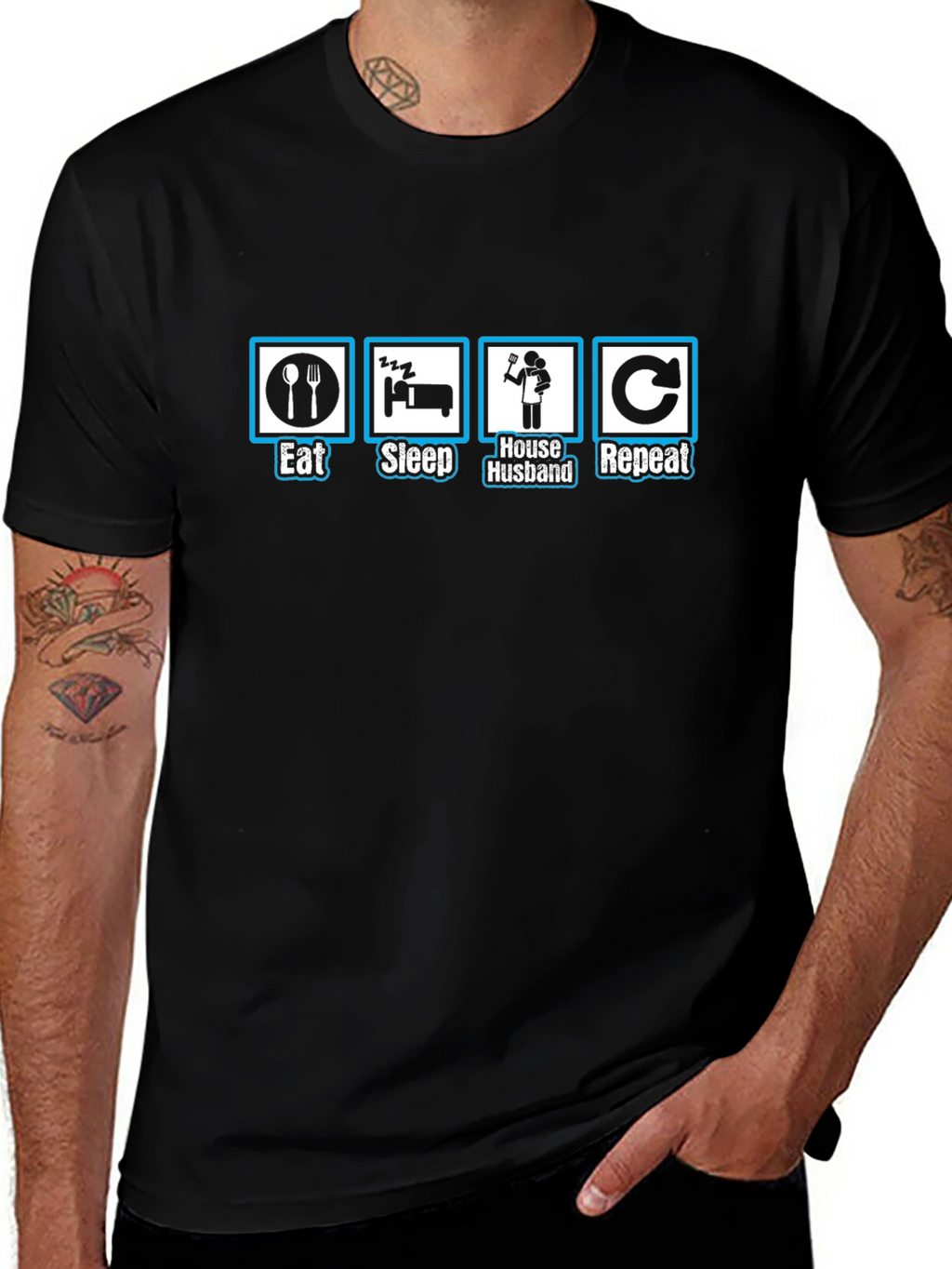 Eat Sleep House Husband Repeat Graphic T-Shirt