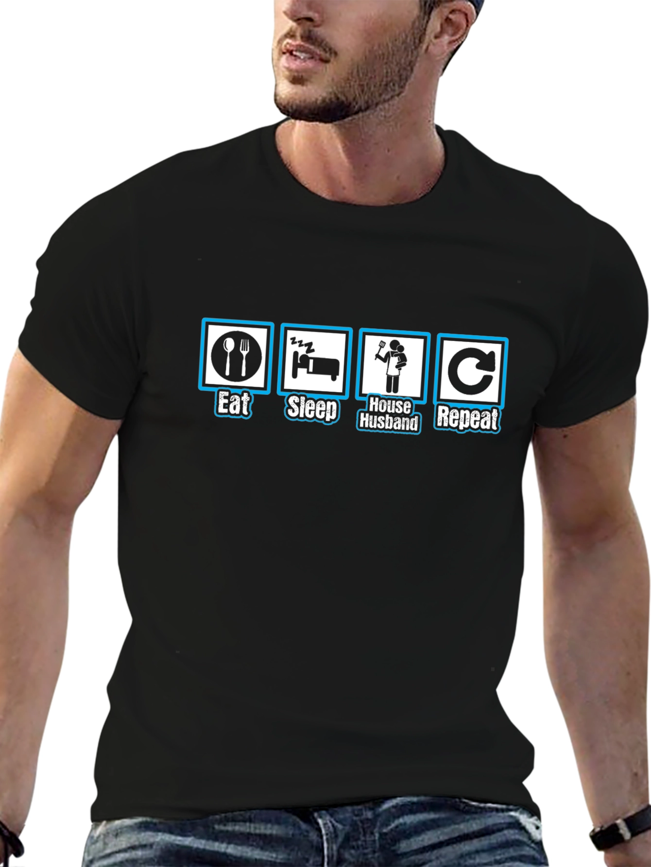 Eat Sleep House Husband Repeat Graphic T-Shirt