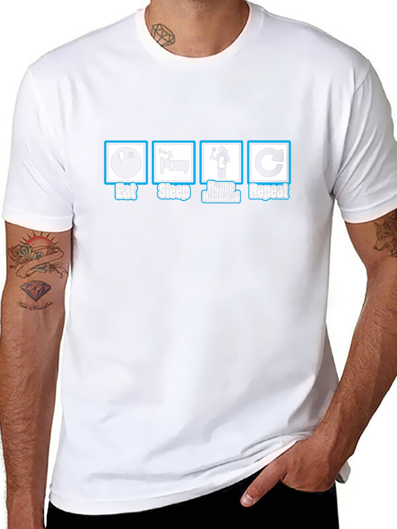 Eat Sleep House Husband Repeat Graphic T-Shirt