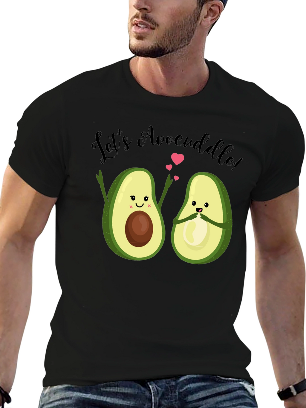 Lets Avocuddle Black Graphic T-Shirt