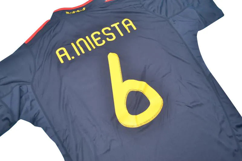 2010 Spain Away Royal Blue Retro Long Sleeve Jersey Detail 2