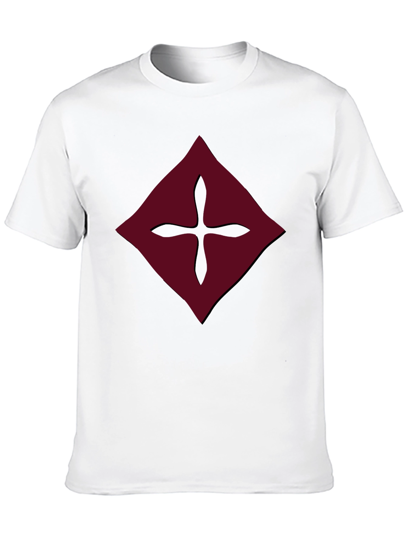 Burgundy Diamond Cross Graphic Tee - Mens Black Shirt
