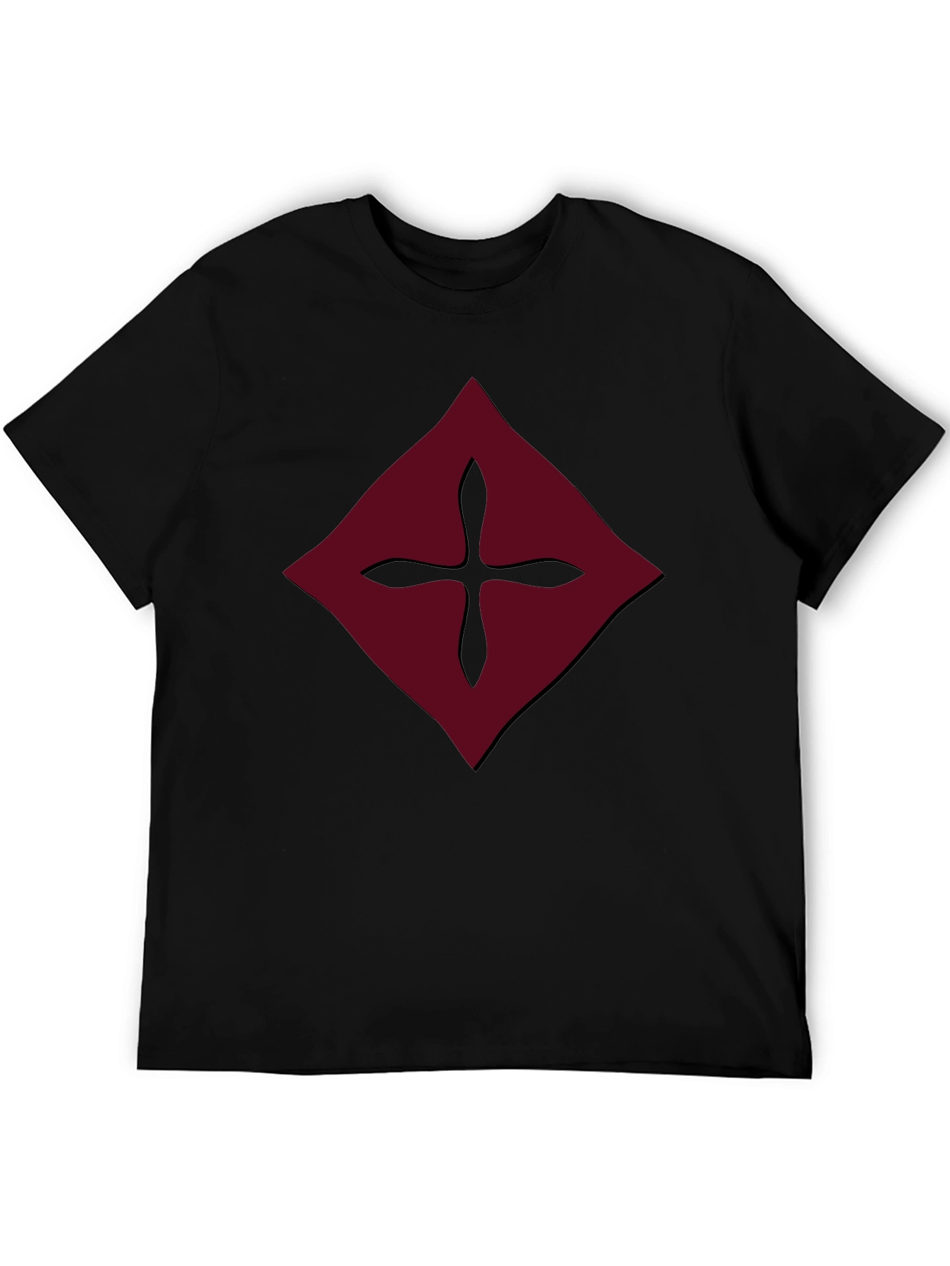 Burgundy Diamond Cross Graphic Tee - Mens Black Shirt