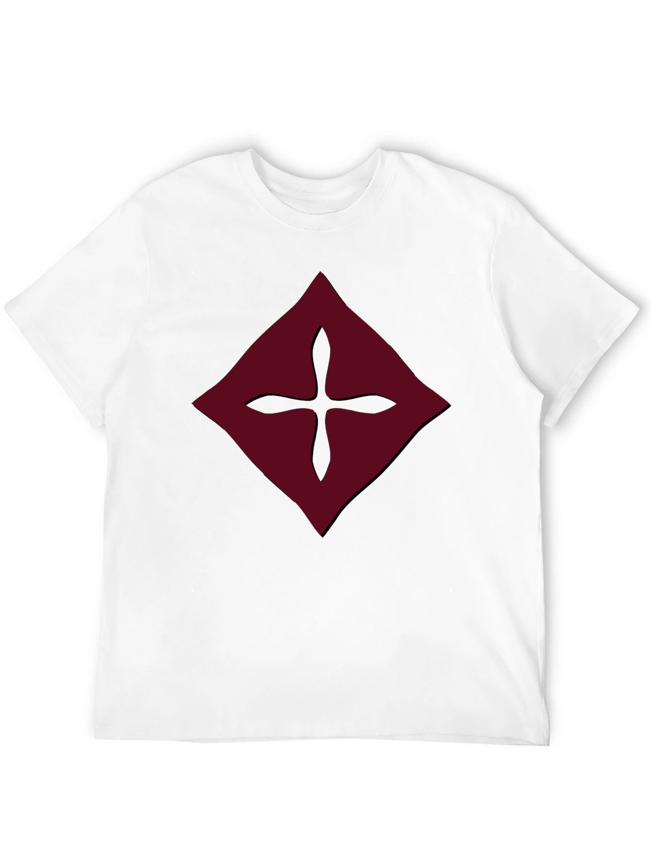 Burgundy Diamond Cross Graphic Tee - Mens Black Shirt