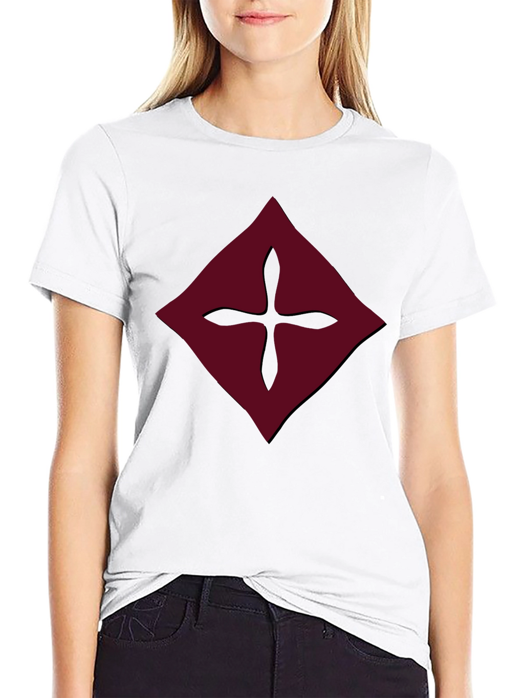 Burgundy Diamond Cross Graphic Tee - Mens Black Shirt