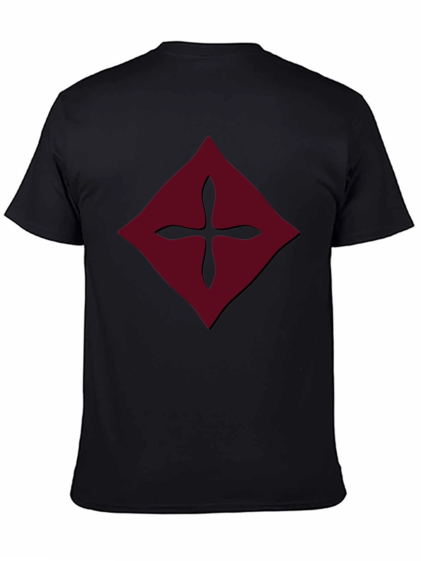 Burgundy Diamond Cross Graphic Tee - Mens Black Shirt