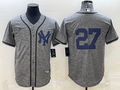 Men's New York Yankees Giancarlo Stanton #27 Gray Replica Game Name Jerseys