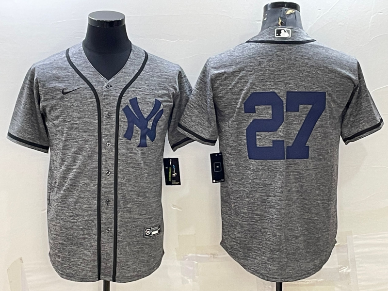 Men's New York Yankees Giancarlo Stanton #27 Gray Replica Game Name Jerseys