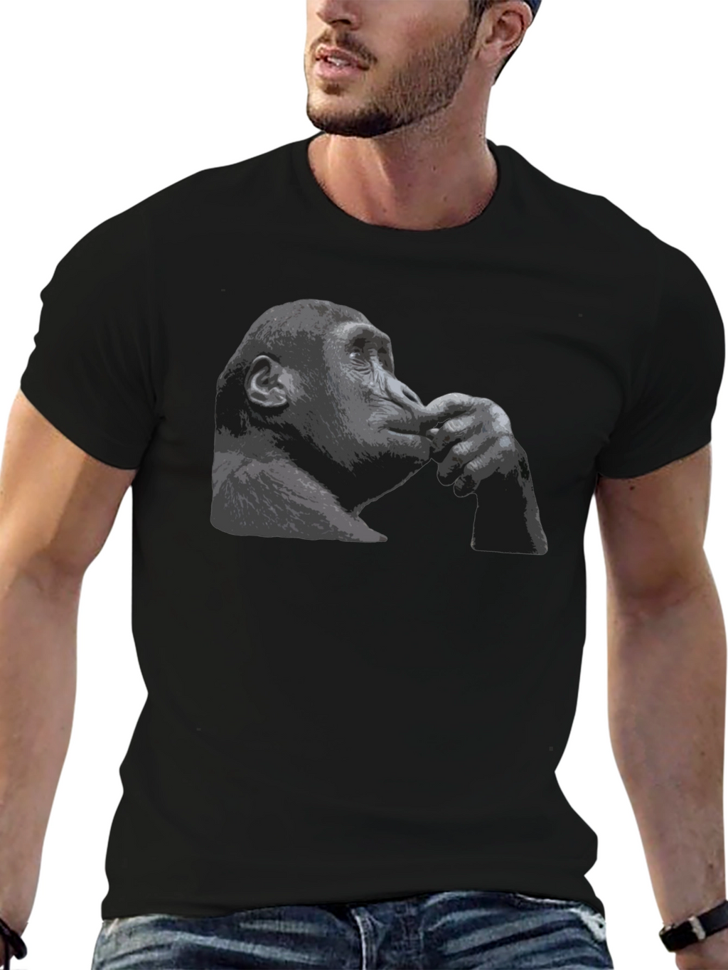 Thinking Chimpanzee Graphic T-Shirt