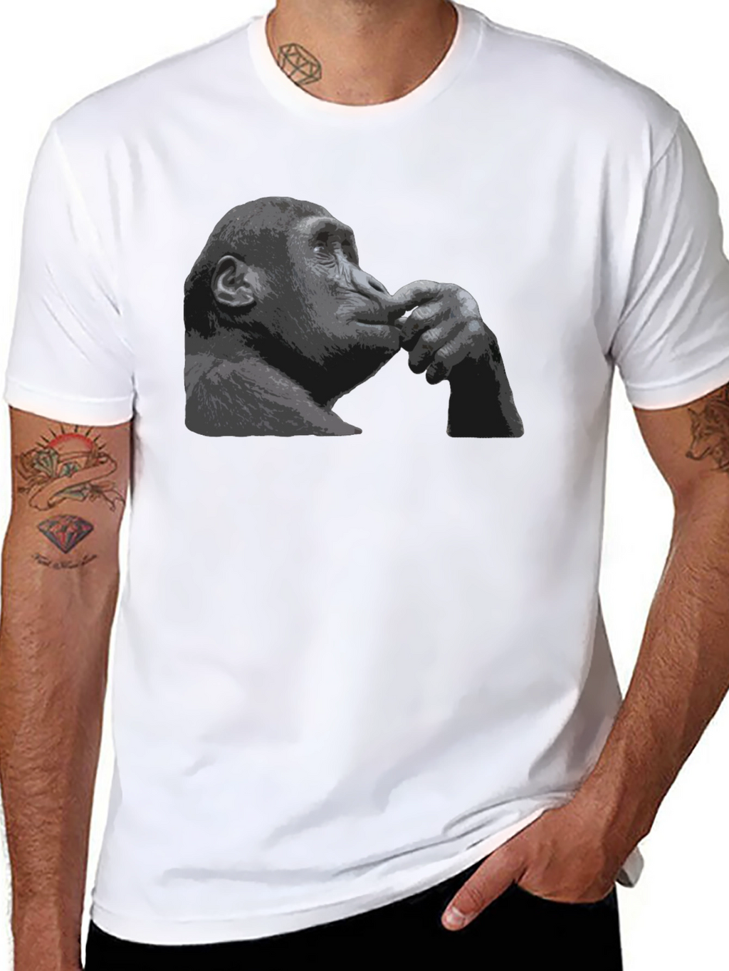 Thinking Chimpanzee Graphic T-Shirt