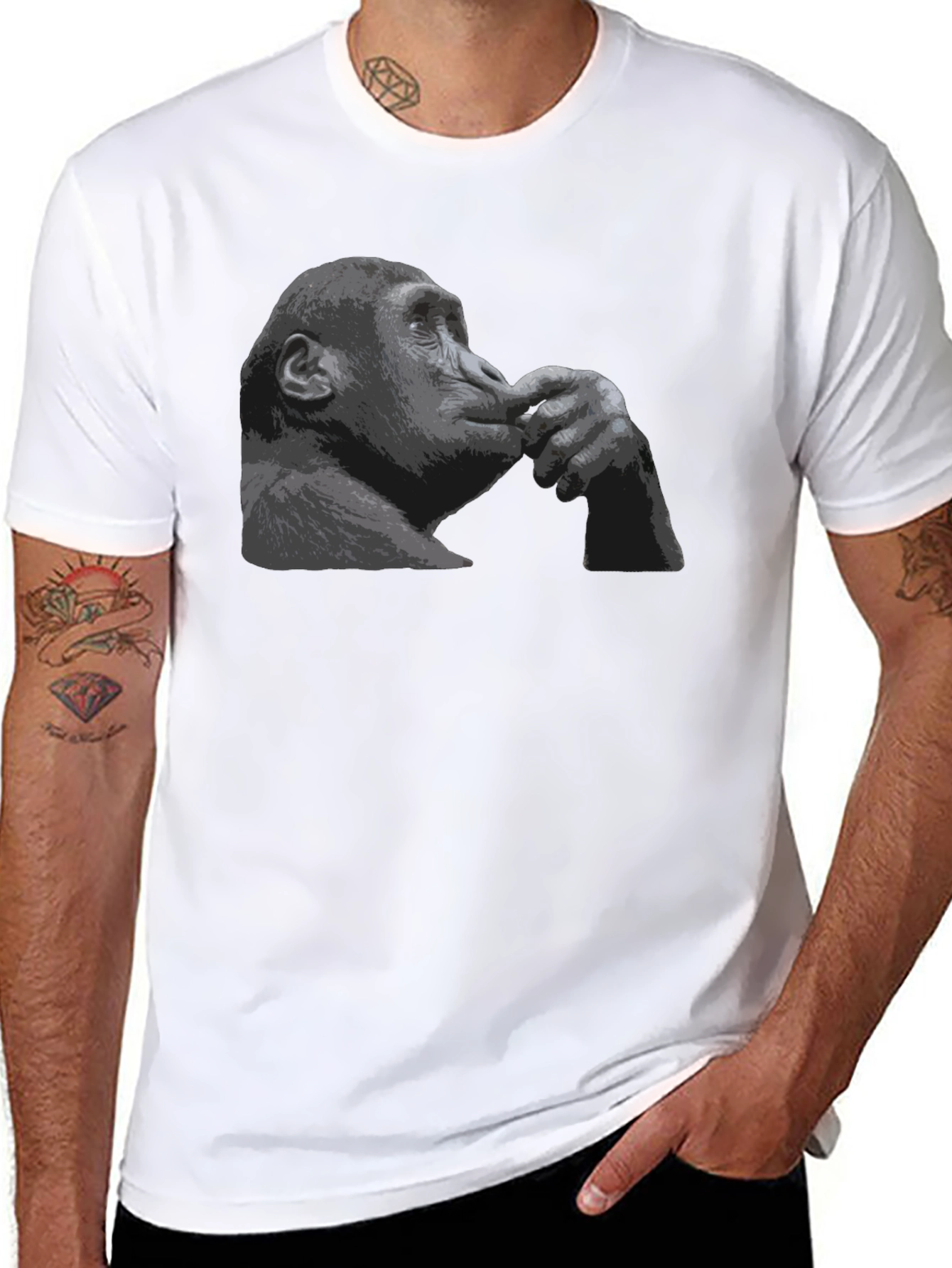 Thinking Chimpanzee Graphic T-Shirt