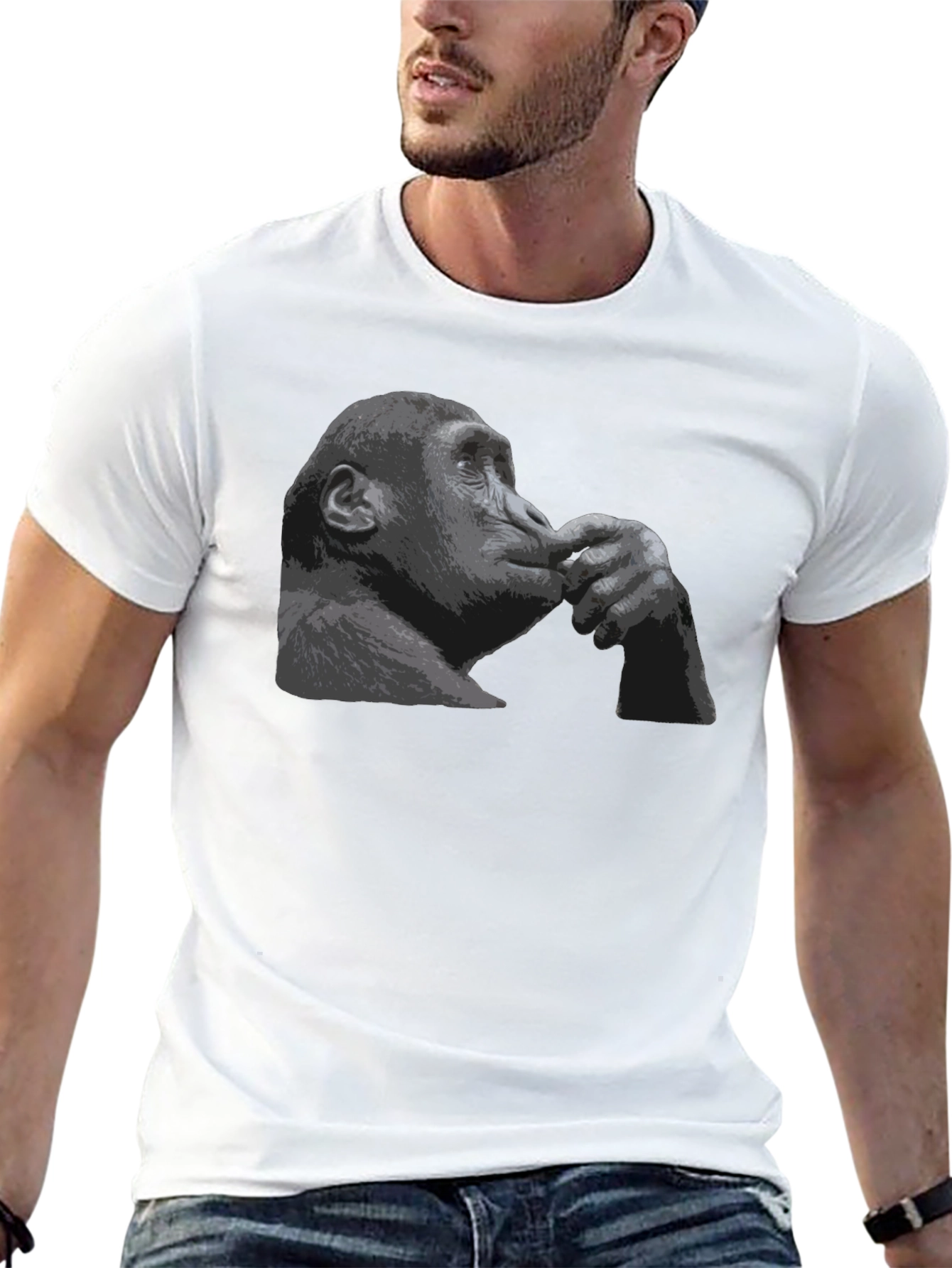 Thinking Chimpanzee Graphic T-Shirt